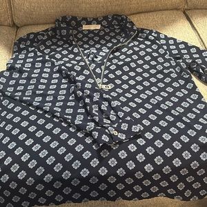 Michael Kors half zip blue top.